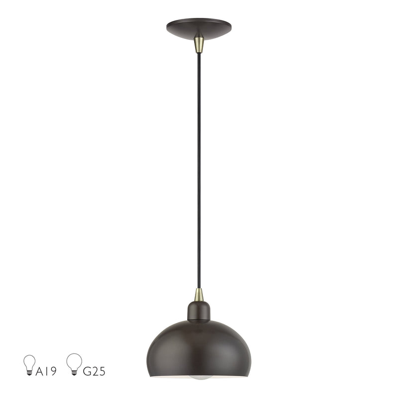 Domma Mini Pendant in English Bronze with Antique Brass Accents