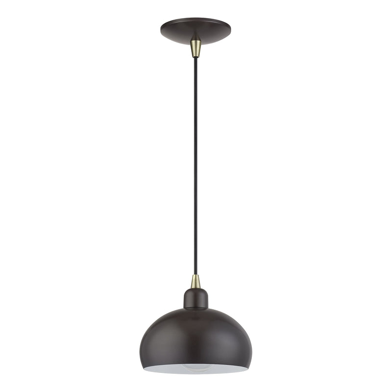 Domma Mini Pendant in English Bronze with Antique Brass Accents