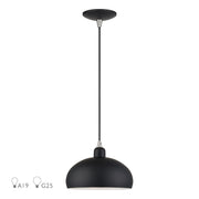 Domma 10" Pendant in Black with Brushed Nickel Accents