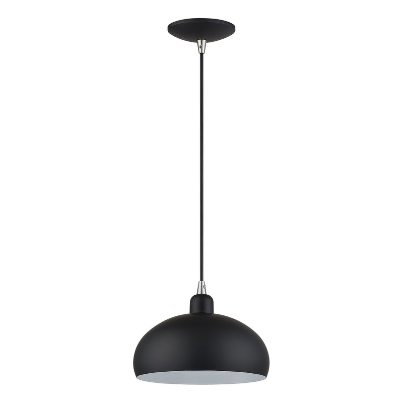 Domma 10" Pendant in Black with Brushed Nickel Accents