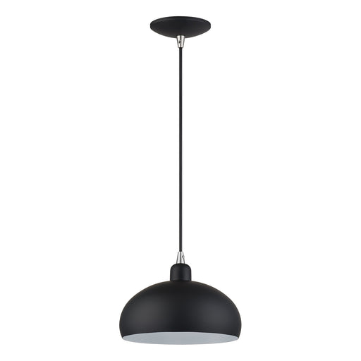 Domma 10" Pendant in Black with Brushed Nickel Accents