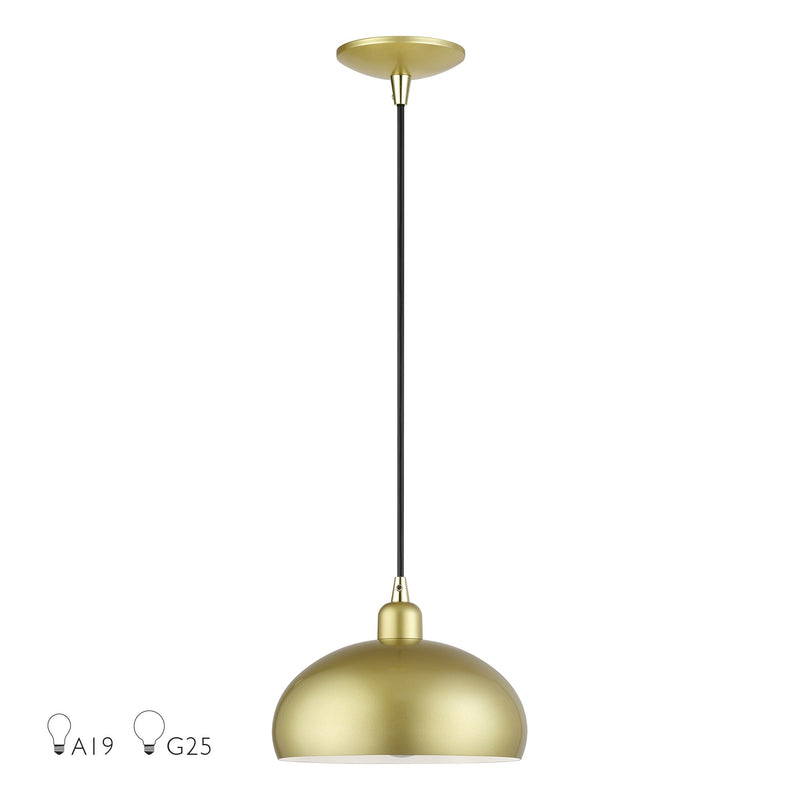 Domma 10" Pendant in Soft Gold with Polished Brass Accents
