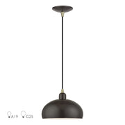 Domma 10" Pendant in English Bronze with Antique Brass Accents