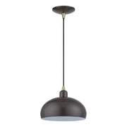Domma 10" Pendant in English Bronze with Antique Brass Accents