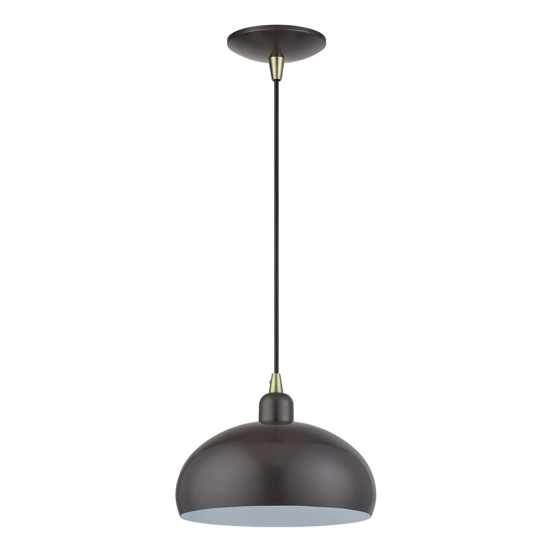 Domma 10" Pendant in English Bronze with Antique Brass Accents