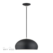 Domma 14" Pendant in Black with Brushed Nickel Accents