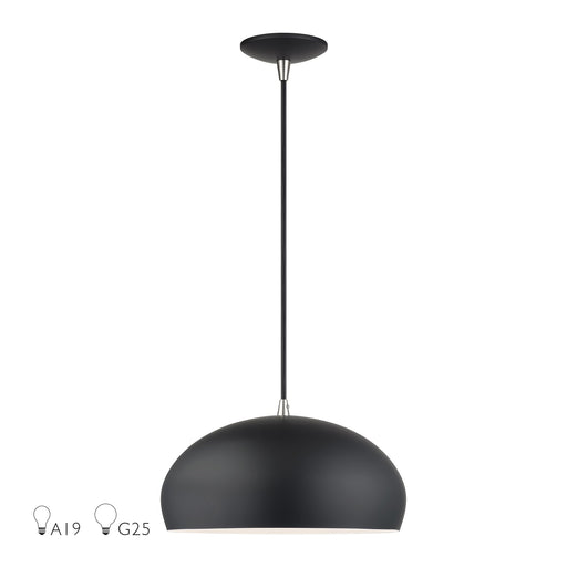 Domma 14" Pendant in Black with Brushed Nickel Accents