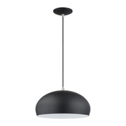 Domma 14" Pendant in Black with Brushed Nickel Accents