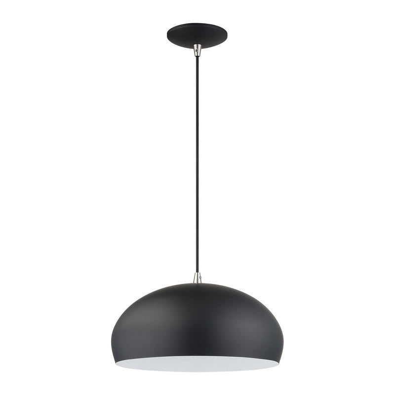 Domma 14" Pendant in Black with Brushed Nickel Accents