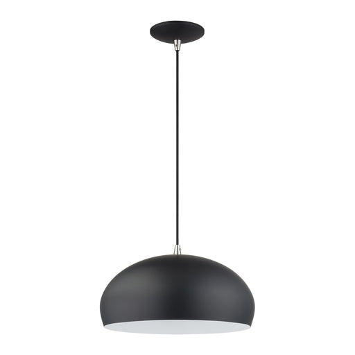 Domma 14" Pendant in Black with Brushed Nickel Accents