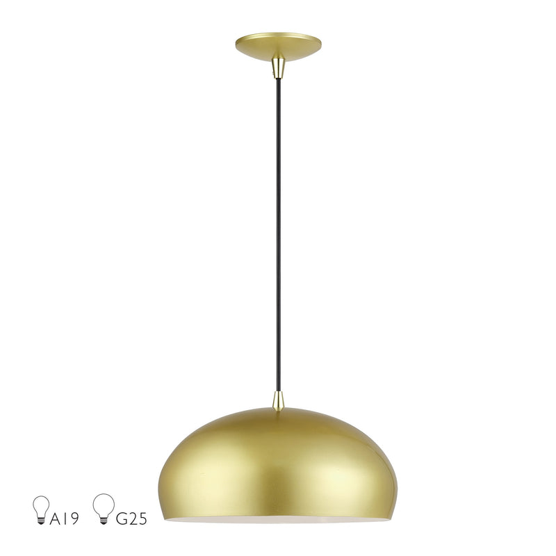 Domma 14" Pendant in Soft Gold with Polished Brass Accents