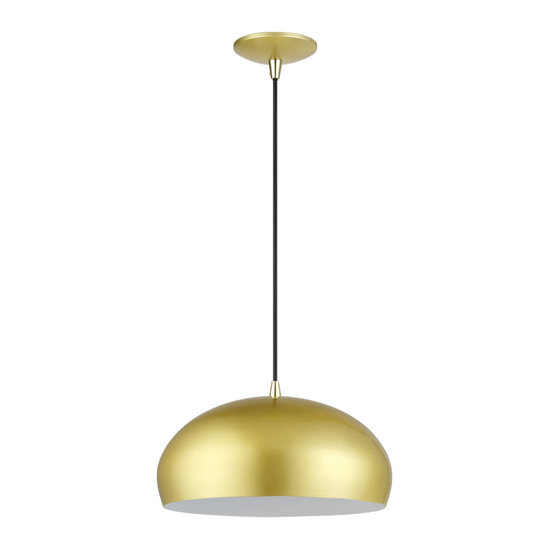 Domma 14" Pendant in Soft Gold with Polished Brass Accents
