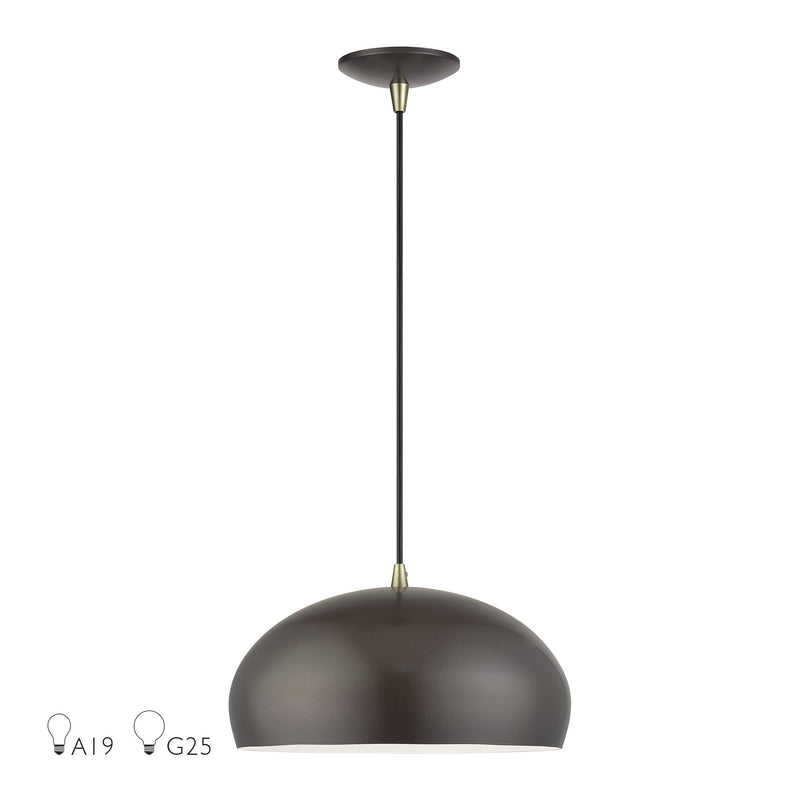 Domma 14" Pendant in English Bronze with Antique Brass Accents