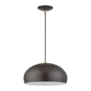 Domma 14" Pendant in English Bronze with Antique Brass Accents