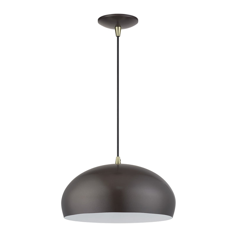 Domma 14" Pendant in English Bronze with Antique Brass Accents
