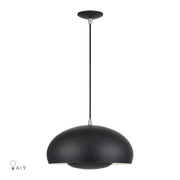 Domma 3-Light Pendant in Black with Brushed Nickel Accents