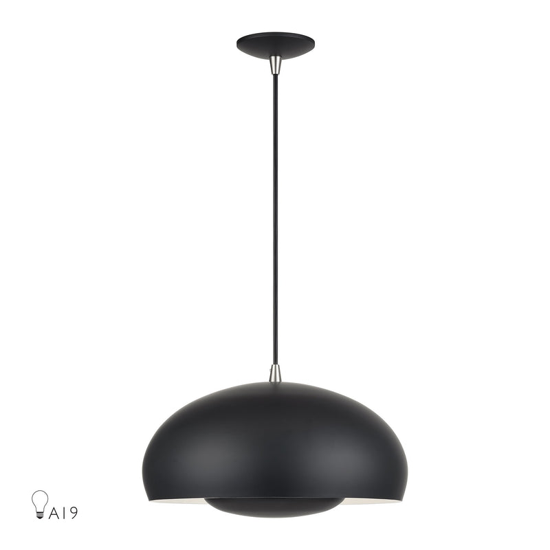 Domma 3-Light Pendant in Black with Brushed Nickel Accents