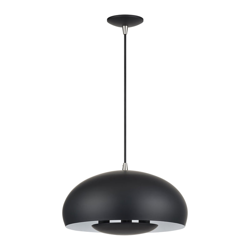 Domma 3-Light Pendant in Black with Brushed Nickel Accents