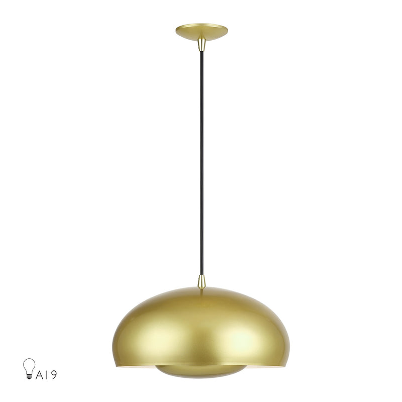Domma 3-Light Pendant in Soft Gold with Polished Brass Accents