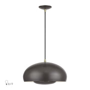 Domma 3-Light Pendant in English Bronze with Antique Brass Accents