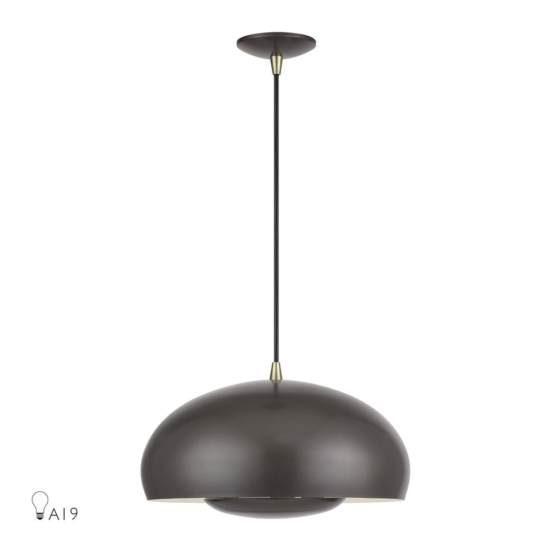 Domma 3-Light Pendant in English Bronze with Antique Brass Accents