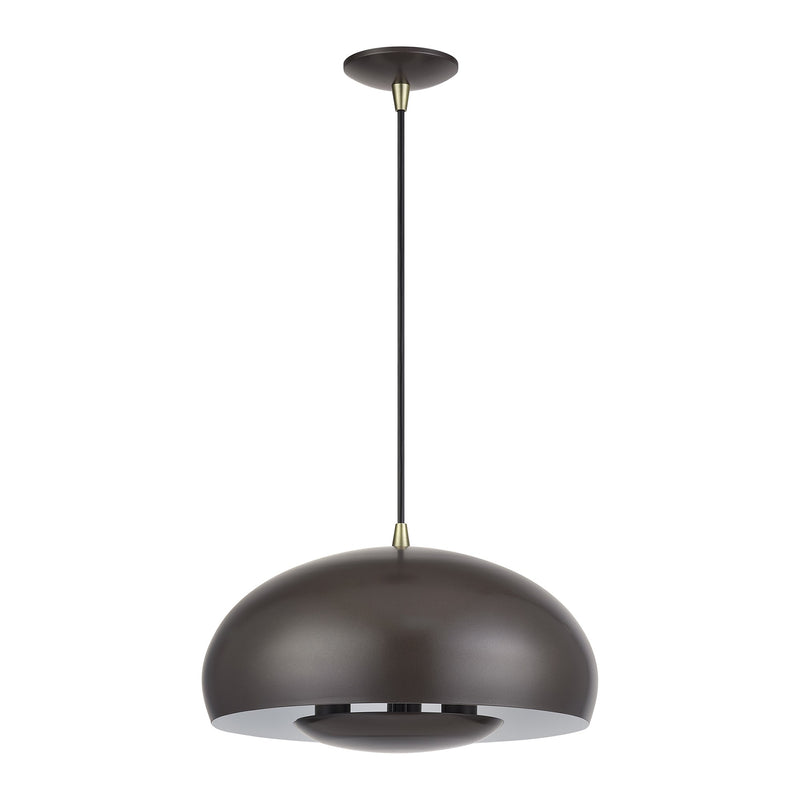 Domma 3-Light Pendant in English Bronze with Antique Brass Accents