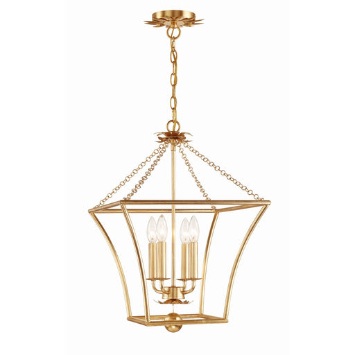 Broche 4 Light 16" Chandelier in Antique Gold