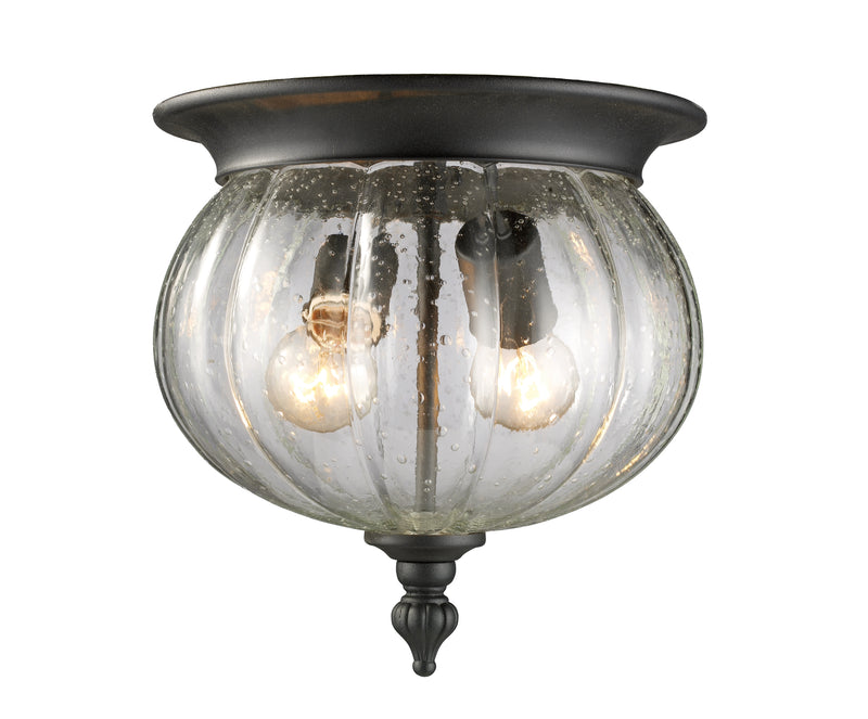 Belmont 2 Light 10" Outdoor Flush Mount in Black