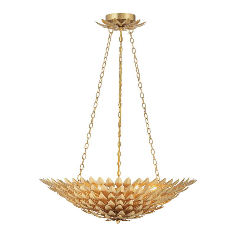 Broche 6 Light 24.5" Chandelier in Antique Gold