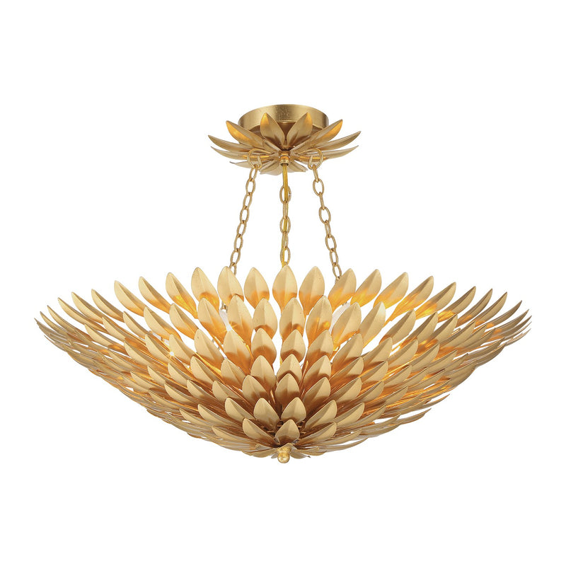 Broche 6 Light 24.5" Semi Flush Mount in Antique Gold