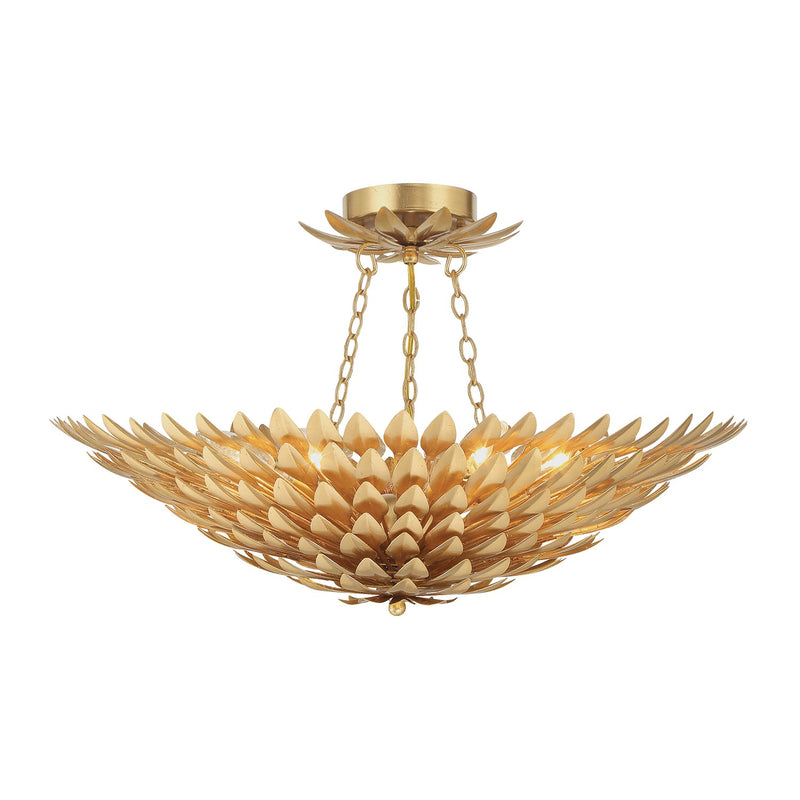 Broche 6 Light 24.5" Semi Flush Mount in Antique Gold
