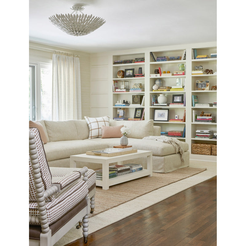Broche 6 Light 24.5" Chandelier in Matte White in a room setting