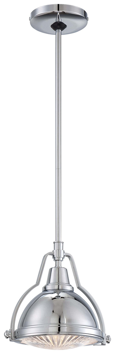 1-Light Pendant in Chrome & Clear Ribbed Glass