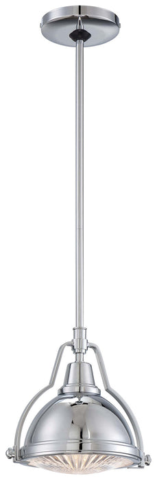 1-Light Pendant in Chrome & Clear Ribbed Glass