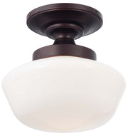 Opal Schoolhouse Semi-Flush Mount 12" in Brushed Bronze