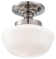 Opal Schoolhouse Semi-Flush Mount 12" in Polished Nickel