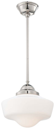 Opal Schoolhouse Pendant 13.75" in Polished Nickel