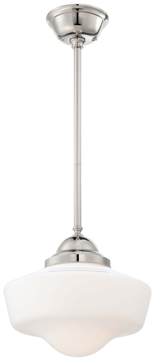 Opal Schoolhouse Pendant 13.75" in Polished Nickel