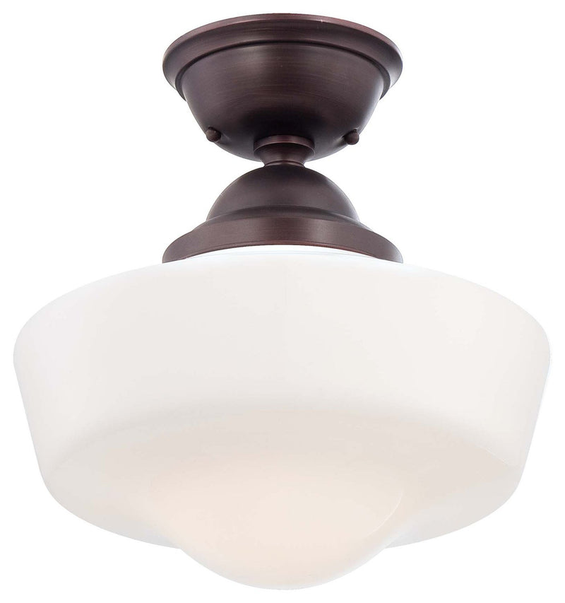 Opal Schoolhouse Semi-Flush Mount 13.75" in Brushed Bronze