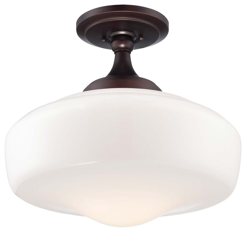 Opal Schoolhouse Semi-Flush Mount 17.25" in Brushed Bronze