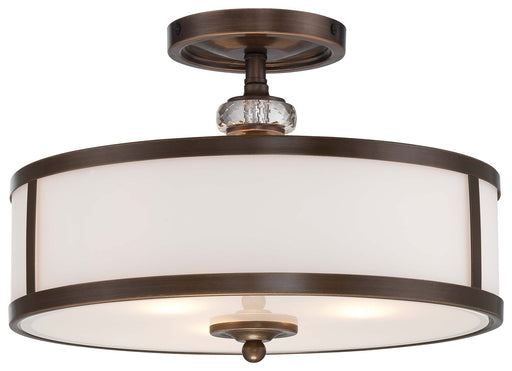 Thorndale 3-Light Semi-Flush Mount in Dark Noble Bronze & Etched White Glass - Lamps Expo