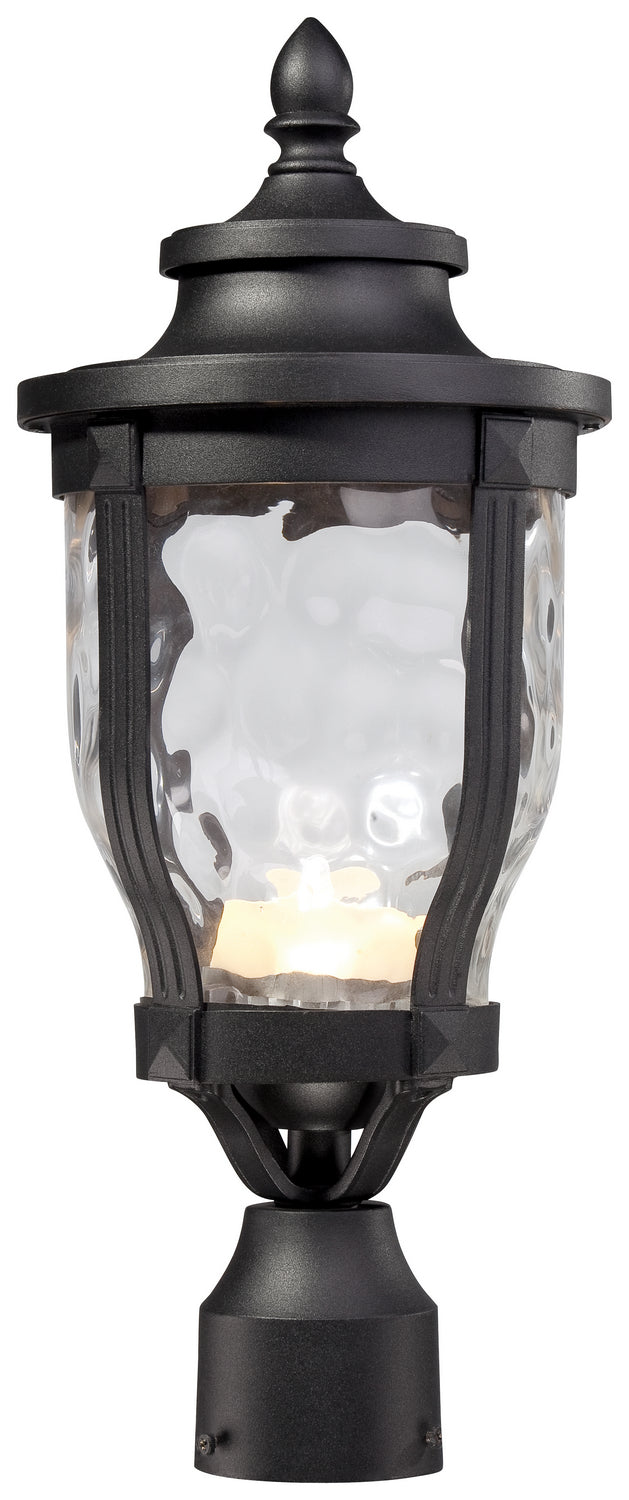 Merrimack 1-Light Outdoor LED Post Mount in Sand Coal & Clear Hammered Glass