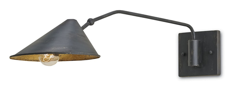 Serpa 1-Light Swing Arm Wall Sconce in French Black/Gold Leaf