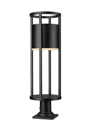 Luca 1 Light 9.25" Outdoor Post Mount Fixture in Black, Pier Mount, 6" Base