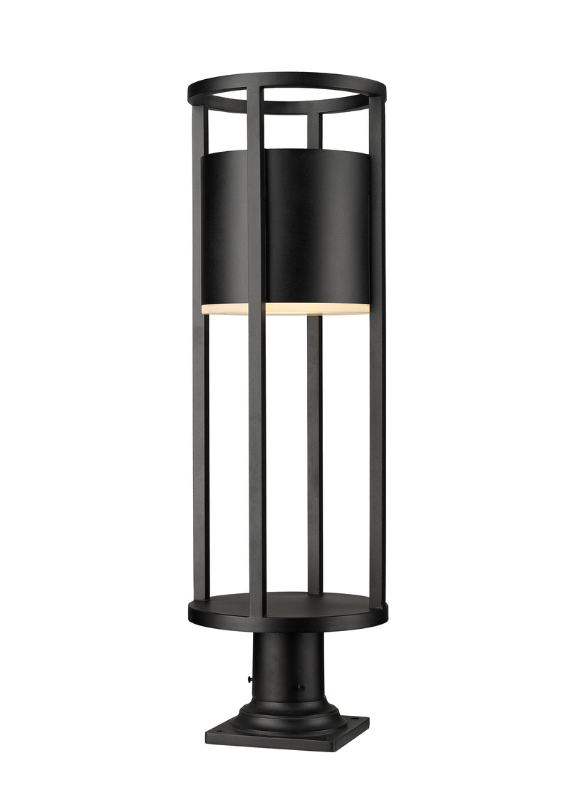 Luca 1 Light 9.25" Outdoor Post Mount Fixture in Black, Pier Mount, 6" Base