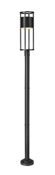 Luca 1 Light 9.25" Outdoor Post Mount Fixture in Black, 76" Cast Post, 9" Base
