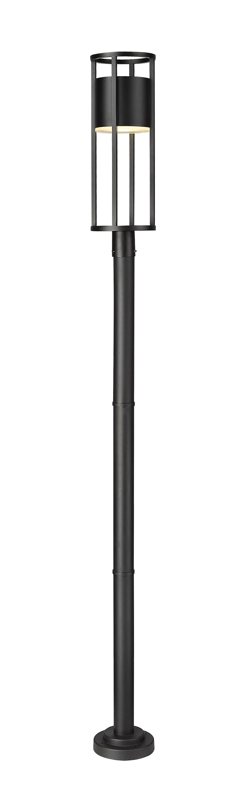 Luca 1 Light 9.25" Outdoor Post Mount Fixture in Black, 76" Cast Post, 9" Base