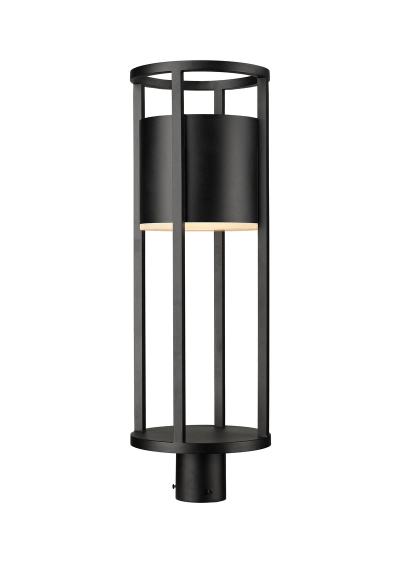 Luca 1 Light 9.25" Outdoor Post Mount Fixture in Black, Post Top Only