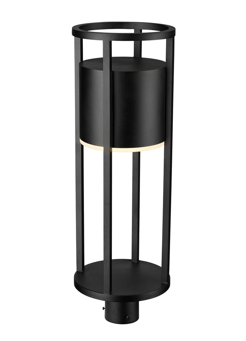 Luca 1 Light 9.25" Outdoor Post Mount Fixture in Black, Post Top Only