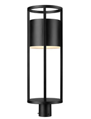 Luca 1 Light 9.25" Outdoor Post Mount Fixture in Black, Post Top Only